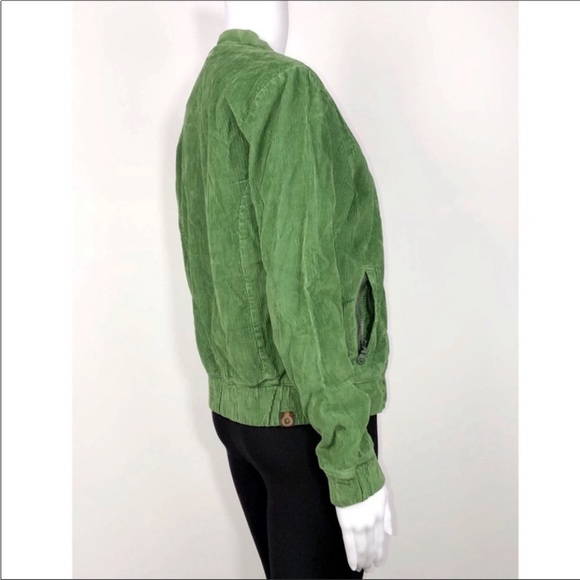 4 Funky Flavours Green 100% Cotton Corduroy ZIP Up Jacket with Side Pockets SzS - Picture 7 of 16